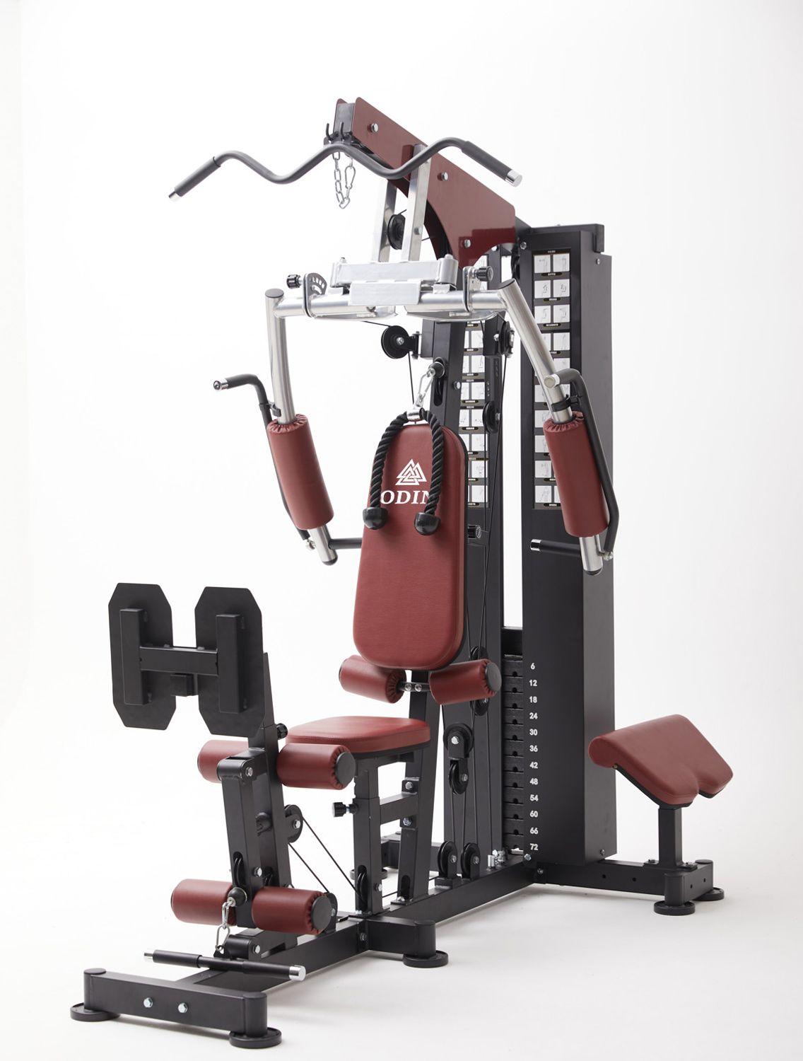 Odin Ragnarok home gym multistation med 100 kg vægtstak i sort og rødt