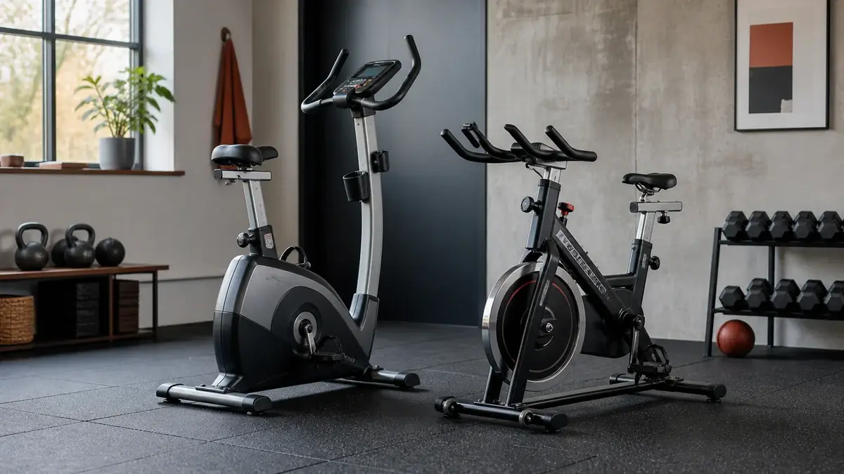 Opret motionscykel og spinningcykel ved siden af hinanden i et hjemmegym