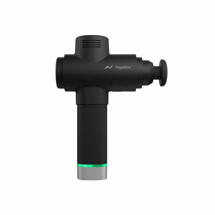 Hyperice Hypervolt 2 Pro massagepistol med digitalt drejehjul og fem massagehoveder