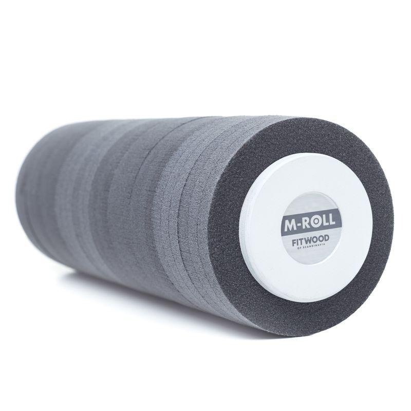 Hvid FitWood M-Roll foam roller på 35 cm med birkefinér-ender