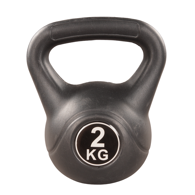 Sort kettlebell i plast på 2 kg med cementfyld